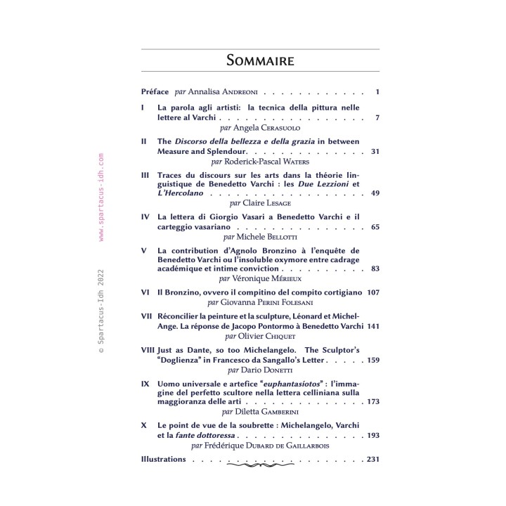 Lettres sur l'art à Benedetto Varchi