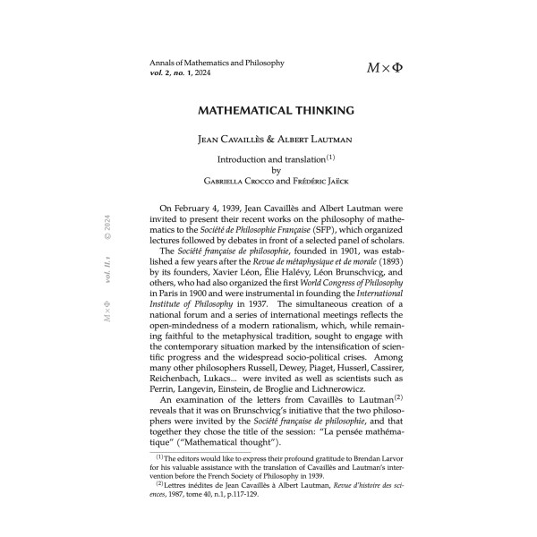 Annals of Mathematics and Philosophy : MxPhi - Vol. 2 - n.1